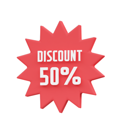 50 Percent Discount 3D Icon