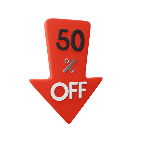 50 Percent Discount 3D Illustration