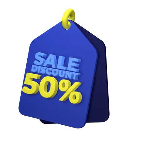 50 Percent Discount 3D Illustration