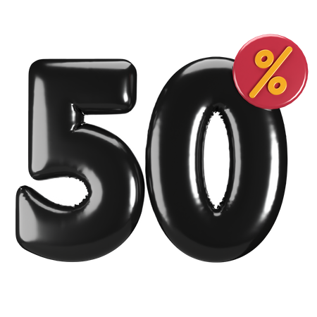 50 Percent Discount  3D Icon