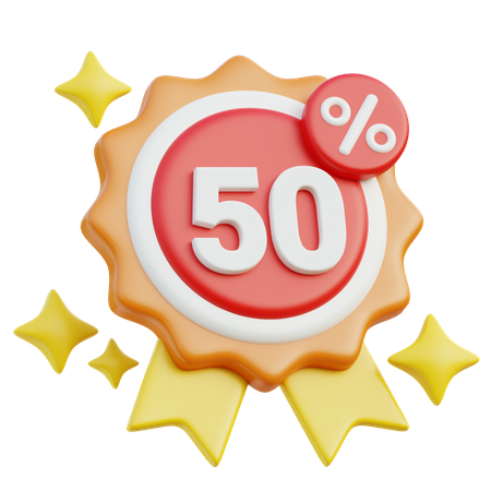 50 Percent Discount Badge  3D Icon