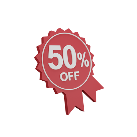 50 Percent Discount Badge  3D Icon