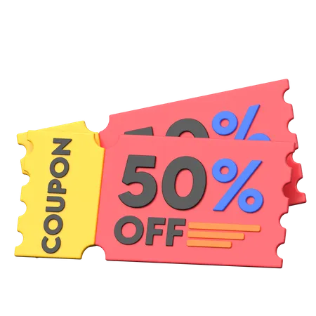 50 Percent Discount Coupon  3D Icon