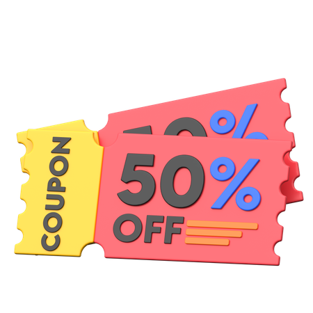 50 Percent Discount Coupon  3D Icon