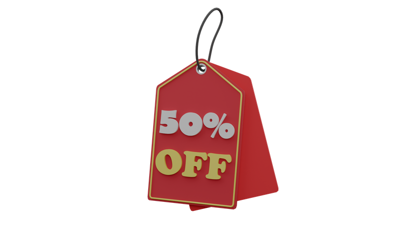 50 Percent Discount Tag  3D Icon