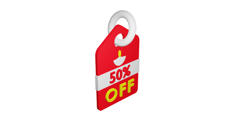 50 Percent Discount Tag  3D Icon