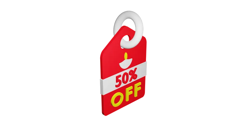 50 Percent Discount Tag  3D Icon