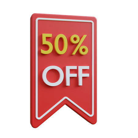 50 Percent Discount Tag  3D Icon