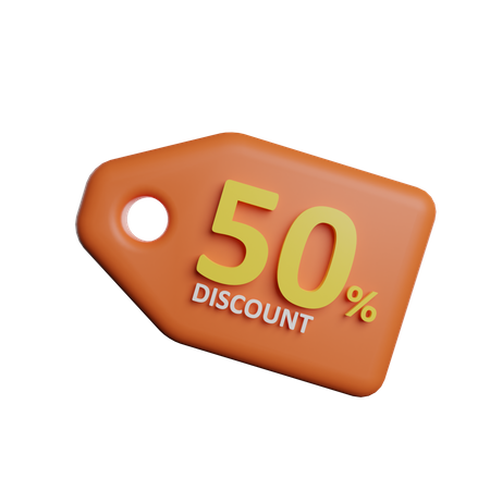 50 Percent Discount Tag  3D Illustration