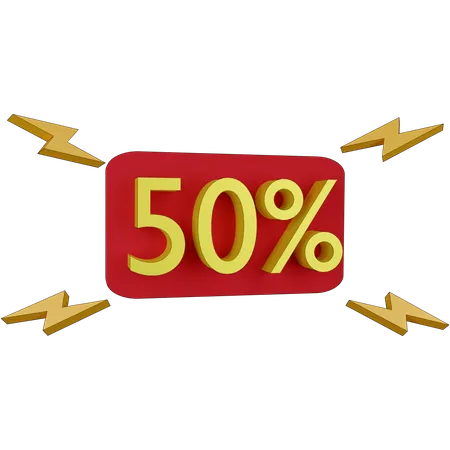 50 Percent Discount Tag  3D Illustration