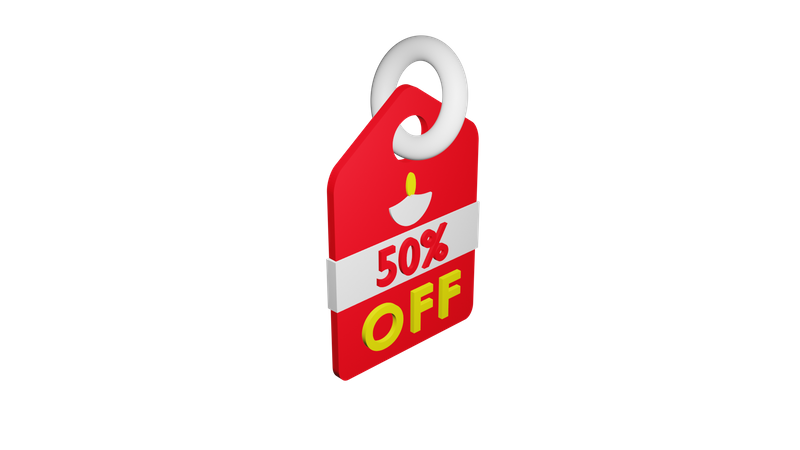 50 Percent Discount Tag 3D Icon