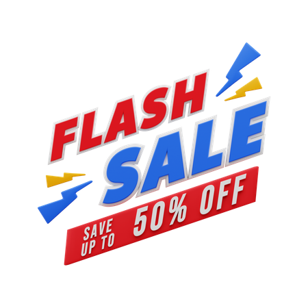 50 Percent Flash Sale  3D Illustration