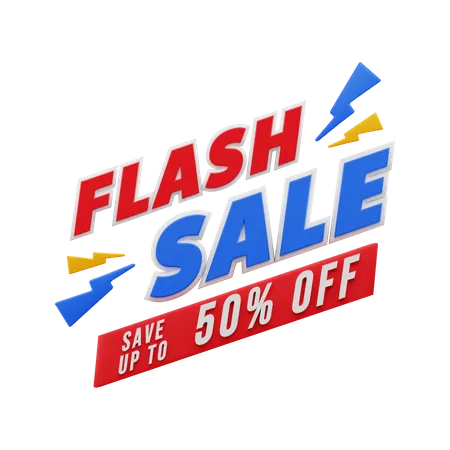 50 Percent Flash Sale  3D Illustration