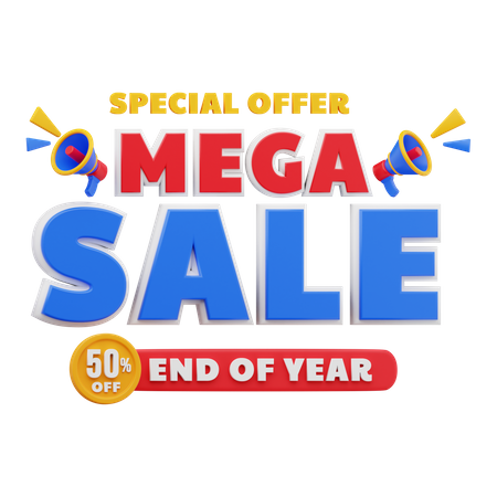 50 Percent Mega sale 3D Illustration