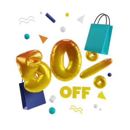 50 Percent Off  3D Illustration