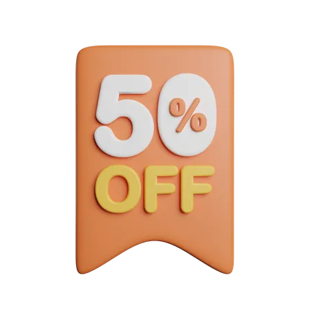 50 Percent Off Badge  3D Icon