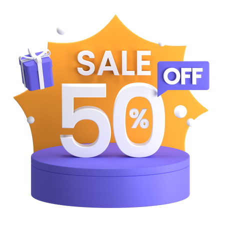 50 Percent off Discount Display  3D Icon