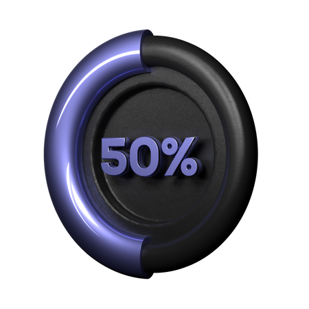 50 Percent Pie Chart  3D Illustration