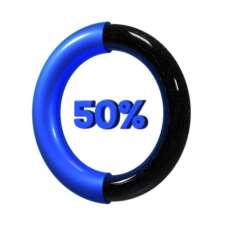 50 Percent Pie Chart  3D Illustration