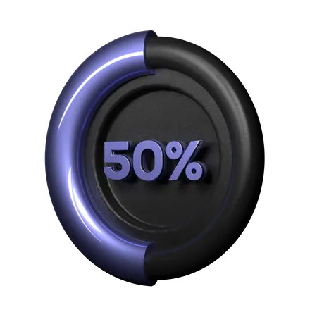 50 Percent Pie Chart  3D Illustration