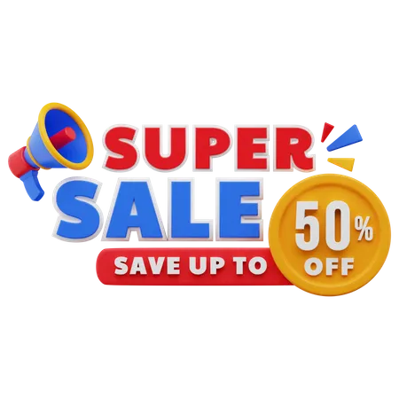 50 Percent Super Sale  3D Sticker