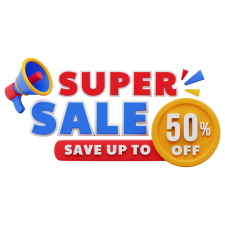 50 Percent Super Sale 3D Illustration