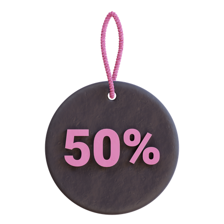 50 Percent Tag  3D Icon