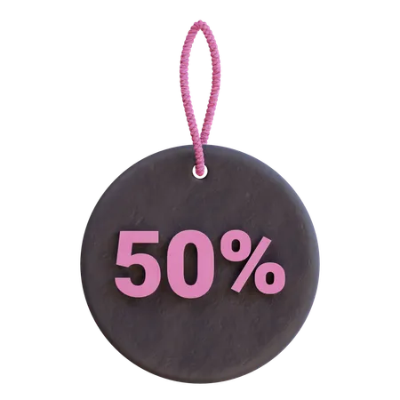 50 Percent Tag  3D Icon