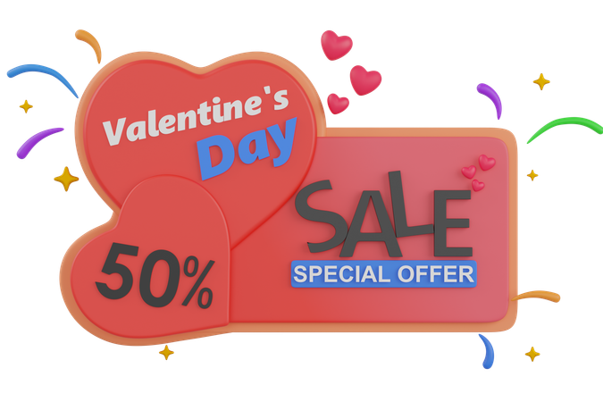 50 percent valentine day sale  3D Icon