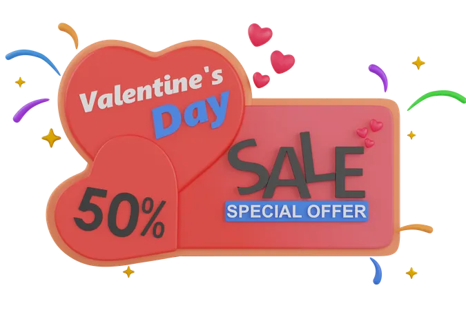 50 percent valentine day sale  3D Icon