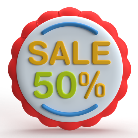 50 Percentage  3D Icon
