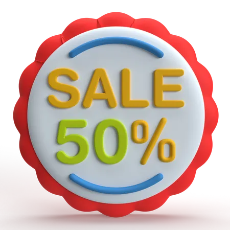 50 Percentage  3D Icon