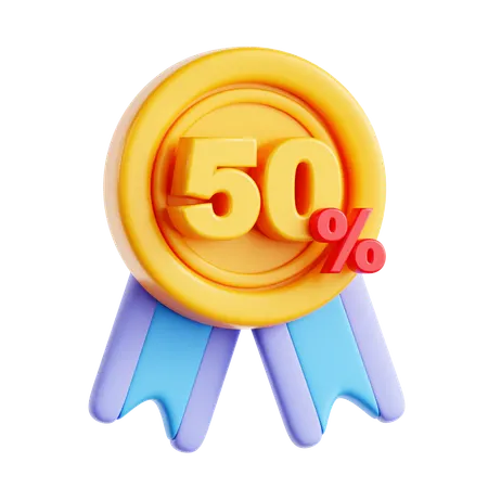 50 Percentage Discount  3D Icon