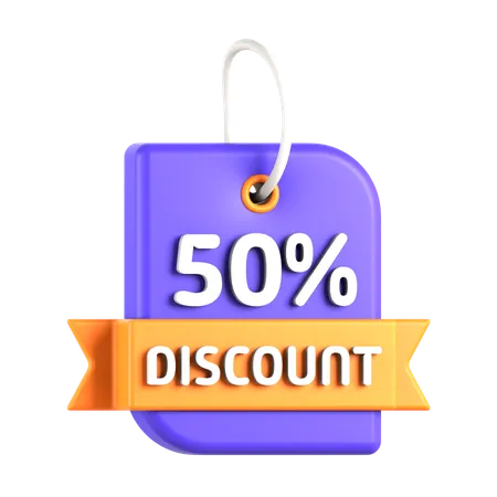 50 Percentage Discount  3D Icon