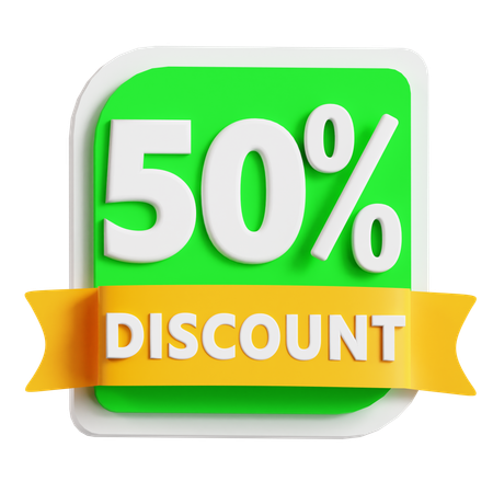 50 Percentage Discount  3D Icon