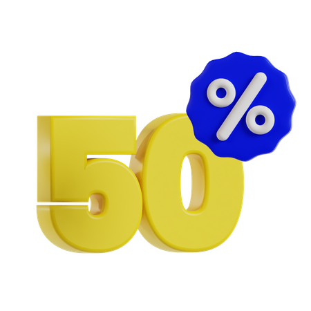 50 Percentage Discount  3D Icon