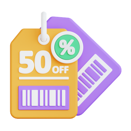 50 Percentage Discount  3D Icon