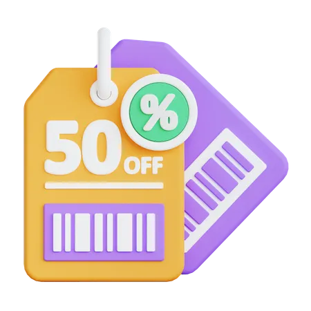 50 Percentage Discount  3D Icon