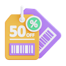 3d 50 percentage discount tag