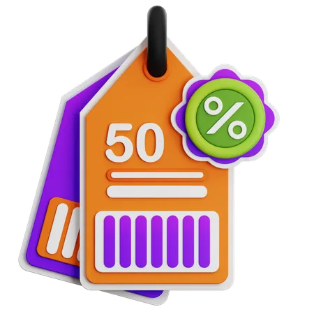 50 Percentage Discount 3 D Shopping Illustration 3D Icon