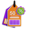 50 percentage discount tag emoji 3d