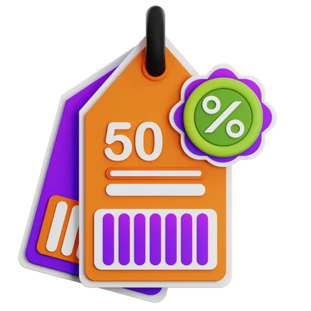 50 Percentage Discount Tag 3D Icon