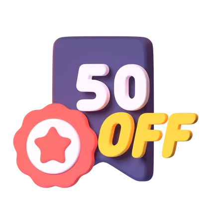 50 Percentage Off 3D Icon