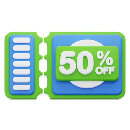 50 Percentage Off Coupon  3D Icon