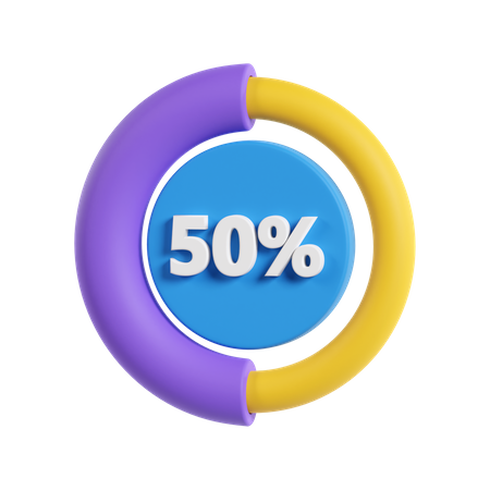 50 Percentage Progress  3D Icon