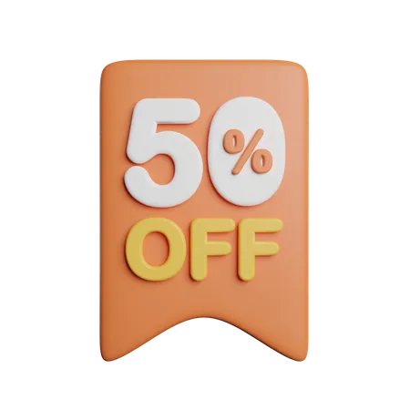 50 por ciento de descuento en insignia  3D Icon