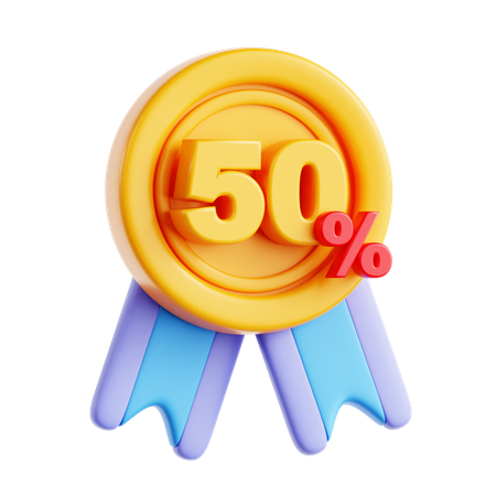 50 por ciento de descuento  3D Icon