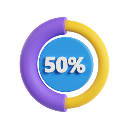 50 porcentaje de progreso  3D Icon