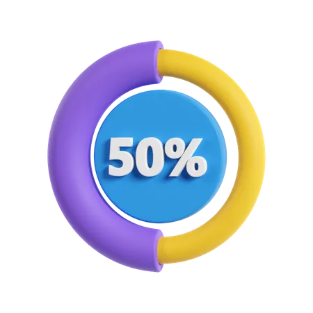 50 porcentaje de progreso  3D Icon