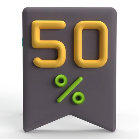 50 pourcent  3D Icon